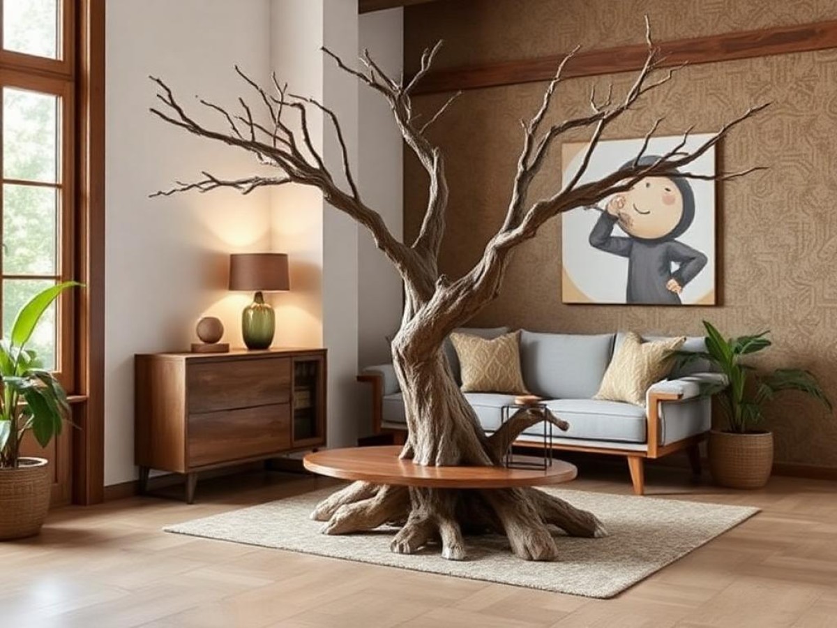 Porte-manteau Tronc D'arbre En Bois De Mangoustan - Fait Main En Thaïlande - Dimensions 100x40x20cm - Déco Naturelle